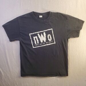 nWo New World Order Wrestling Graphic T-Shirt Black Mens L Gildan WWE WWF Tee